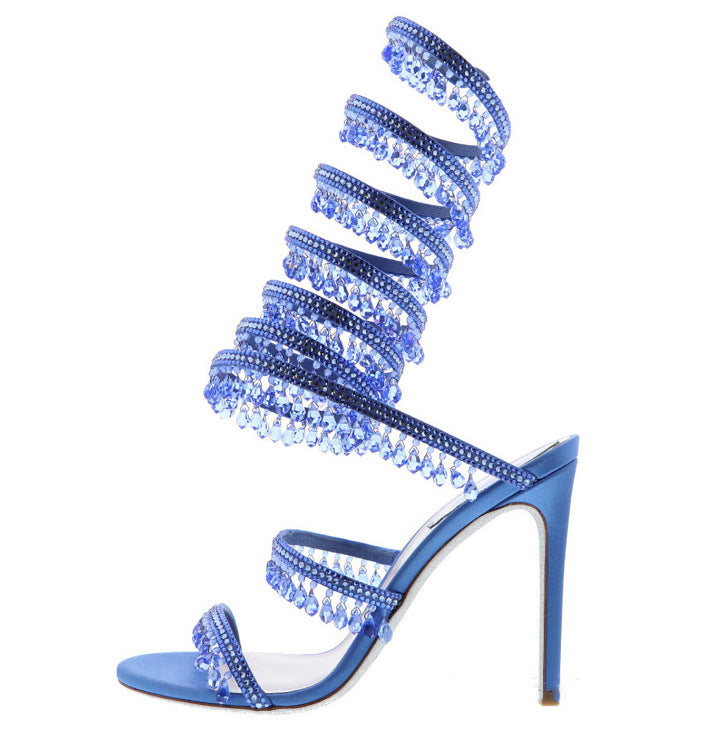 Femme Strappy Strass-besatte Stiletto-hæle sandaler Stilla