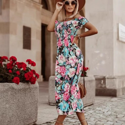 Dame Off-Shoulder Floral Maxi Kjole Stilla