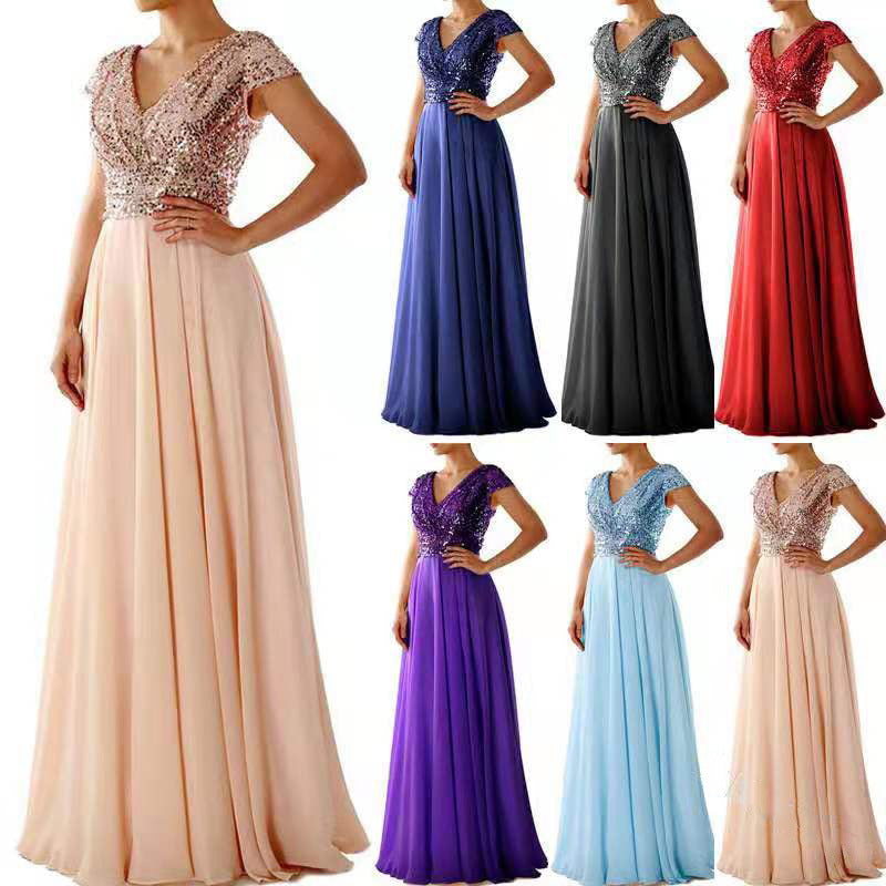 Stilla | Glitrende Pailletter Elegant Chiffon Aftenkjole