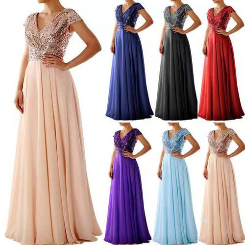 Stilla | Glitrende Pailletter Elegant Chiffon Aftenkjole
