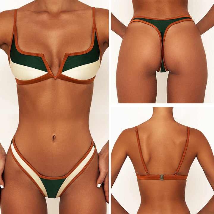 Dame Triangel-Bikini med moderne grafiske elementer Skovae