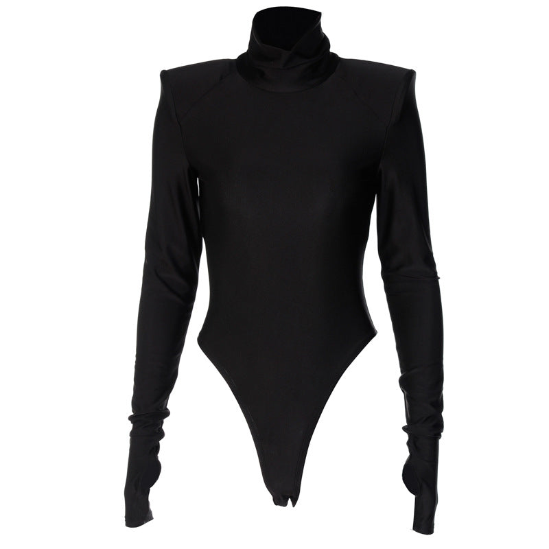 Dame Figurtilpasset Langærmet bodystocking med høj krave og style-detaljer Stilla