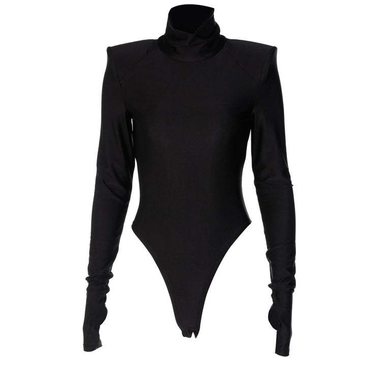 Dame Figurtilpasset Langærmet bodystocking med høj krave og style-detaljer Stilla