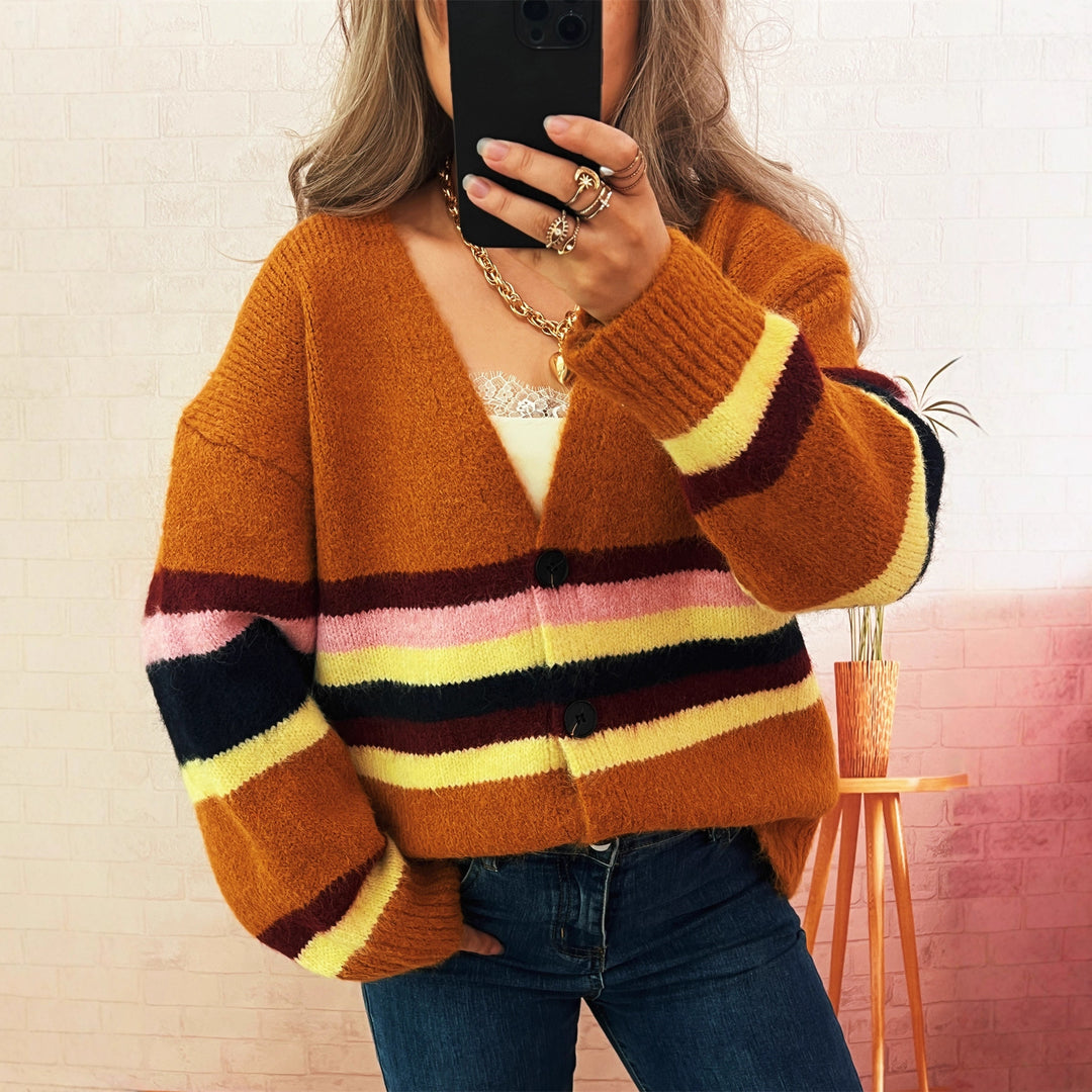 Kvinder hyggelig cardigan med elegante striber Stilla
