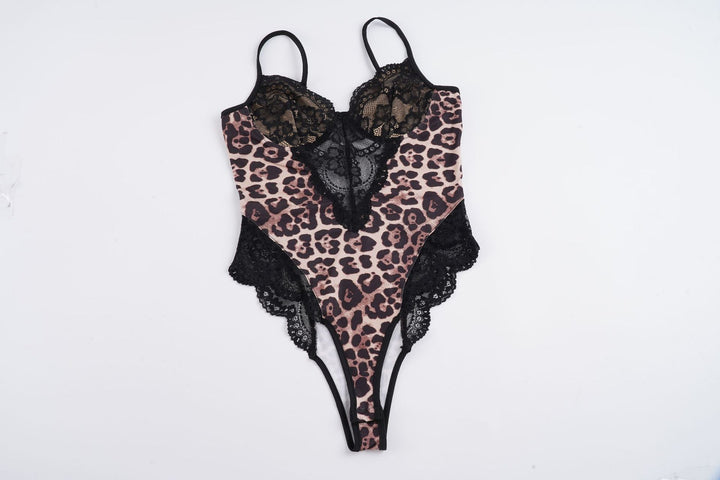 Dame-spids-bodysuit med dyremønster og sexy cut-outs Skovae