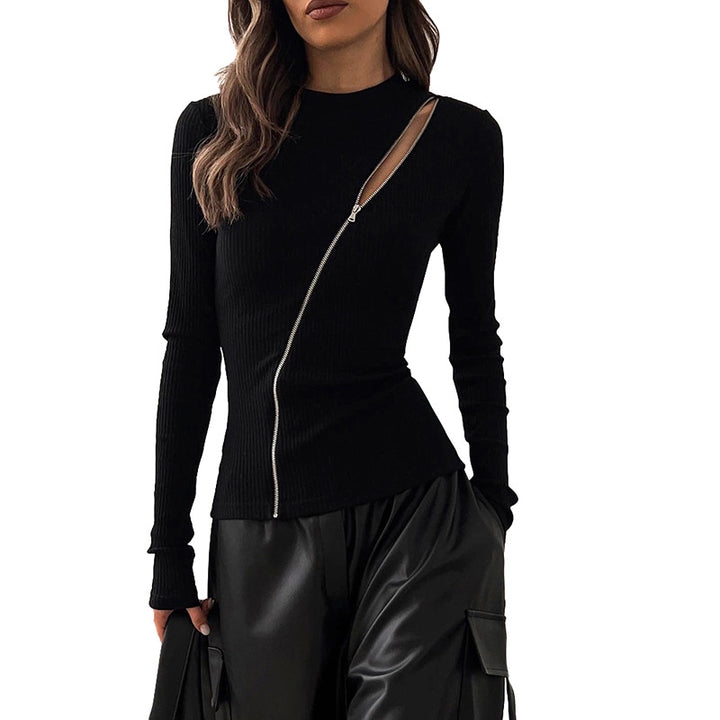 Femme Fashion-Forward Asymmetrisk Lynlåst Top Stilla