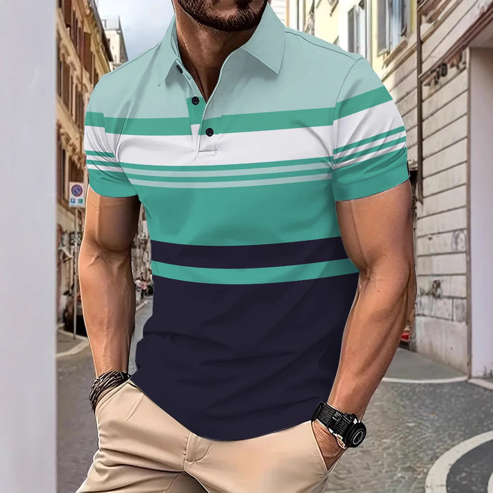 Herre poloshirt med moderne stribemønster og funktionelt design Stilla