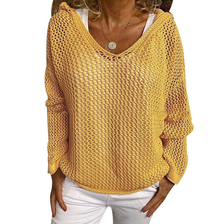 Femme let strikpullover hoodie Stilla