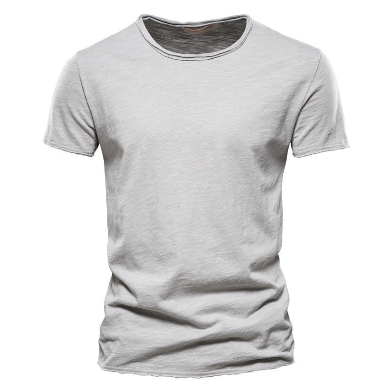Herrer nan let bomulds T-shirt med rund halsudskæring og slank pasform Skovae