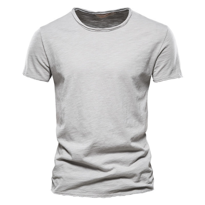 Herrer nan let bomulds T-shirt med rund halsudskæring og slank pasform Skovae