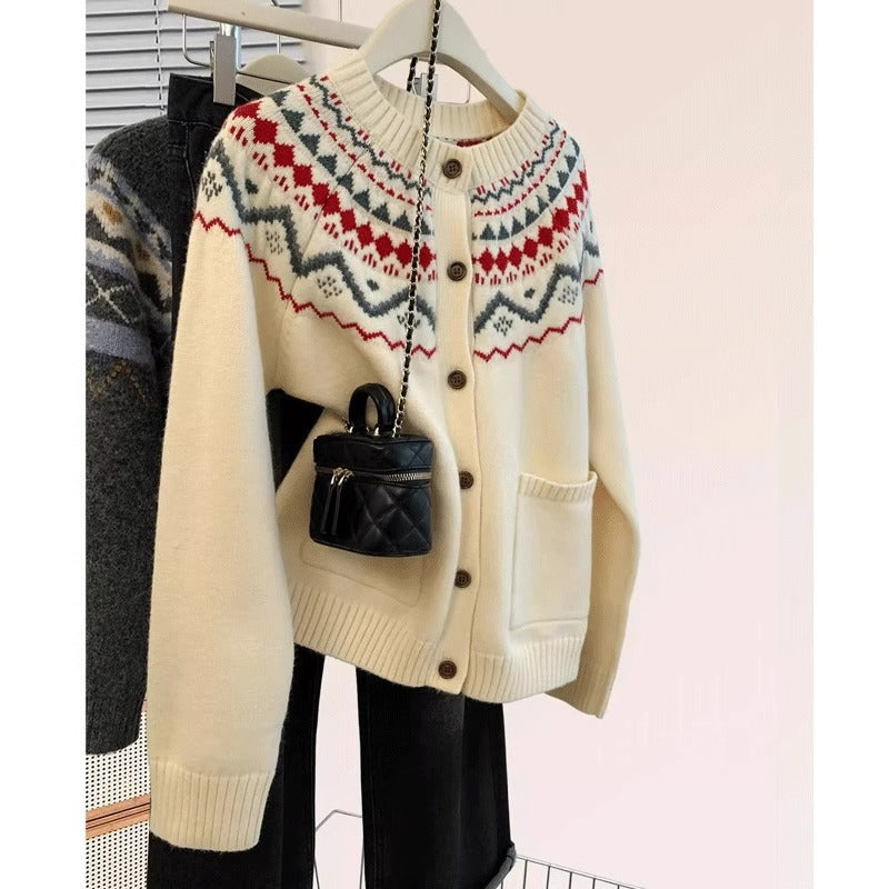 Dame cardigan med traditionelt mønster Stilla