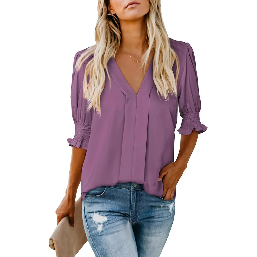 Dame elegant plisseret bluse Stilla