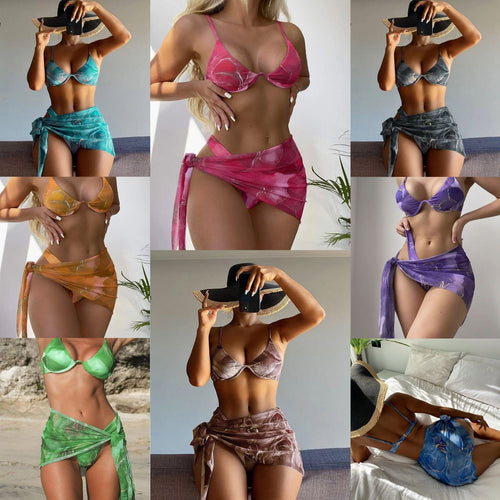 Dame bikini sæt med elegant sarong og fashionable accenter Skovae