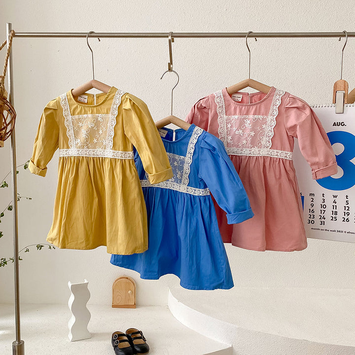 Pige vintage-inspireret broderet bomuldsdresses Stilla