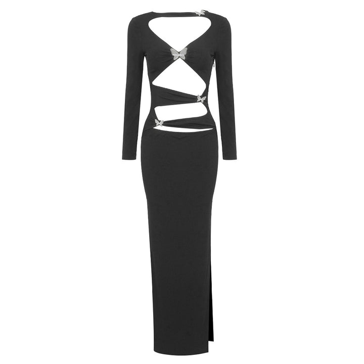 Dame Sexy Cut-Out Aftenkjole med dekorative detaljer Stilla