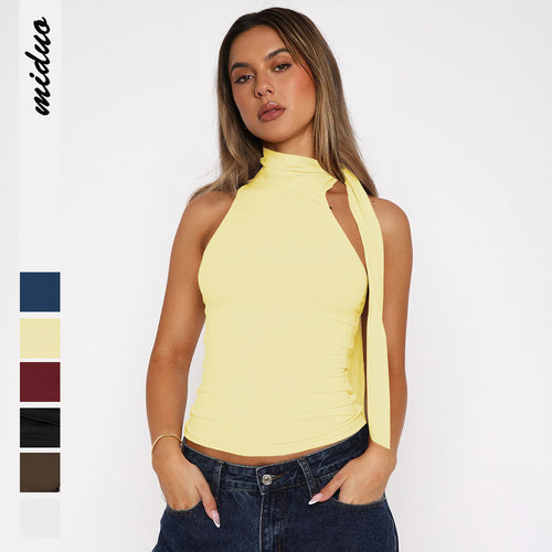 Dame Top med asymmetrisk snit Stilla