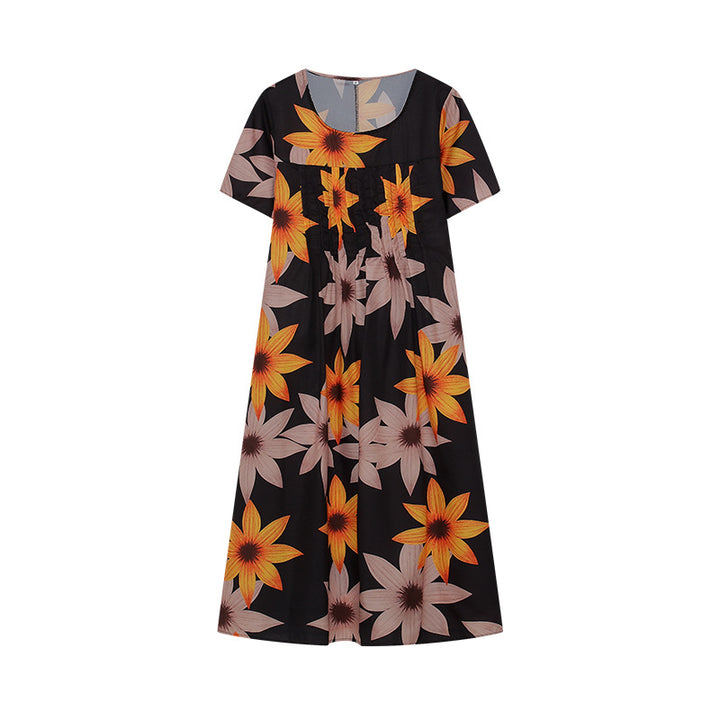Dame blomsterkjole midi med plisseret design Stilla