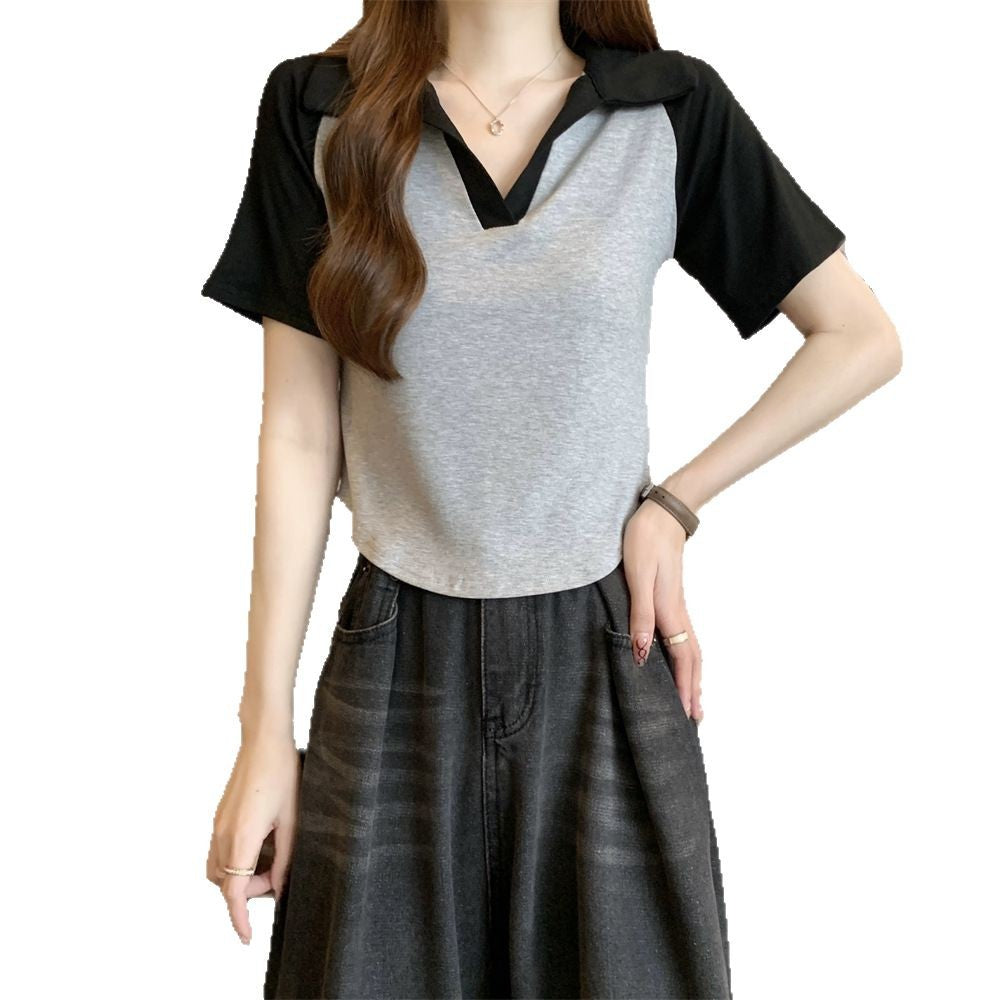 Femme Chic Farveblok Polo T-Shirt Stilla