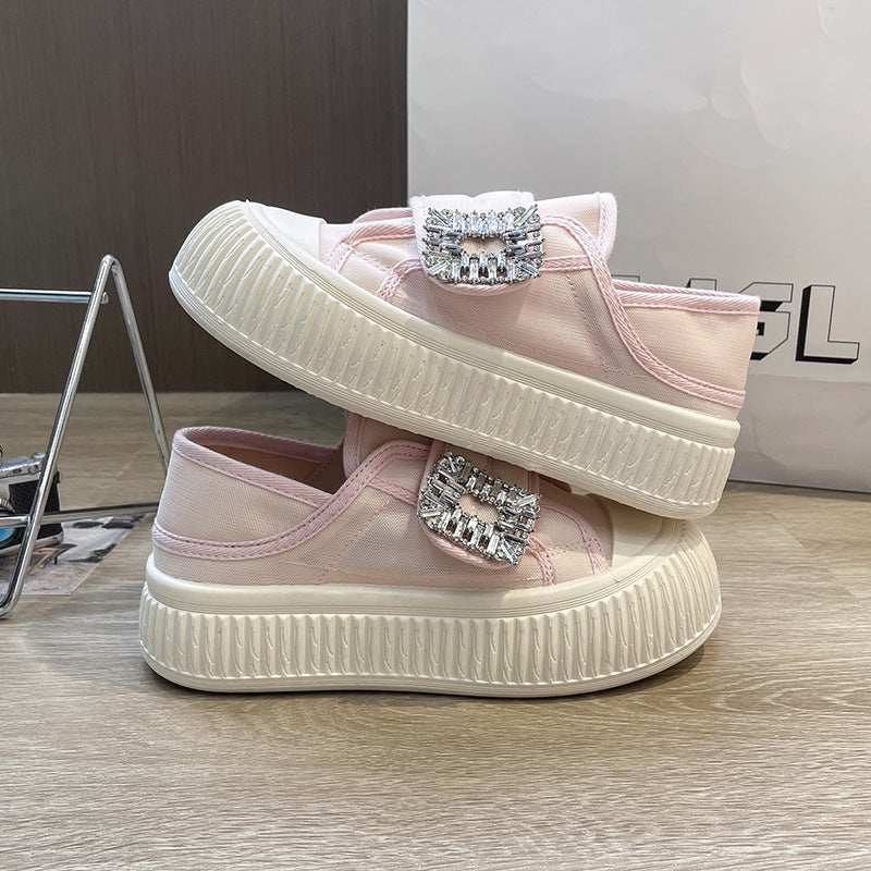 Dame Sneakers med moderne design og strassbesat velcro Stilla