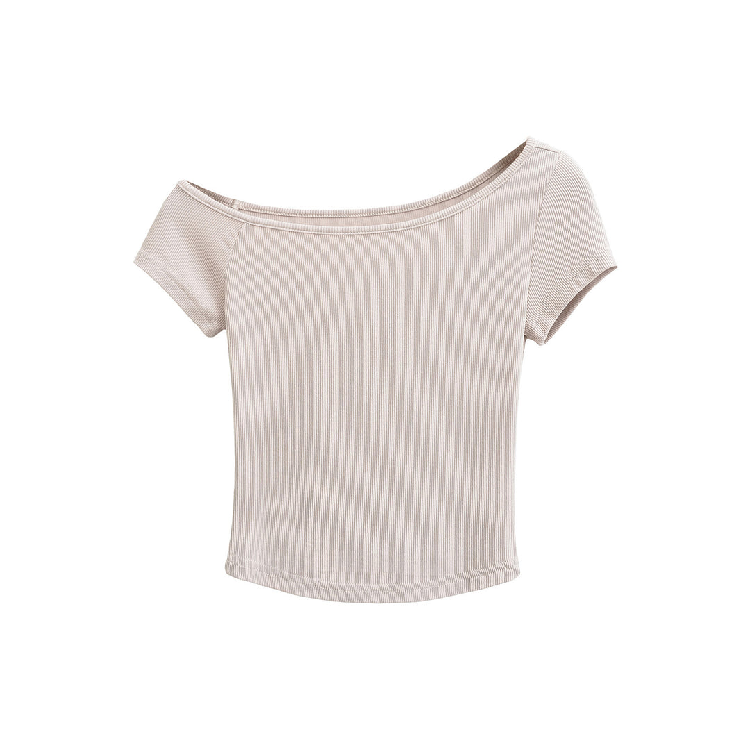 Dame afslappet top med off-shoulder design og struktureret stof Stilla