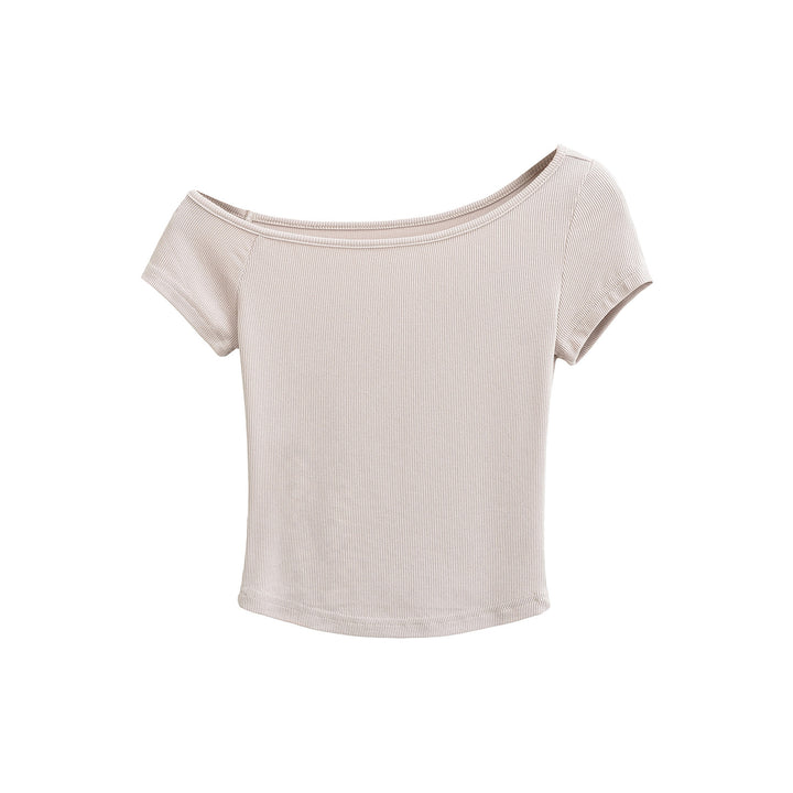 Dame afslappet top med off-shoulder design og struktureret stof Stilla