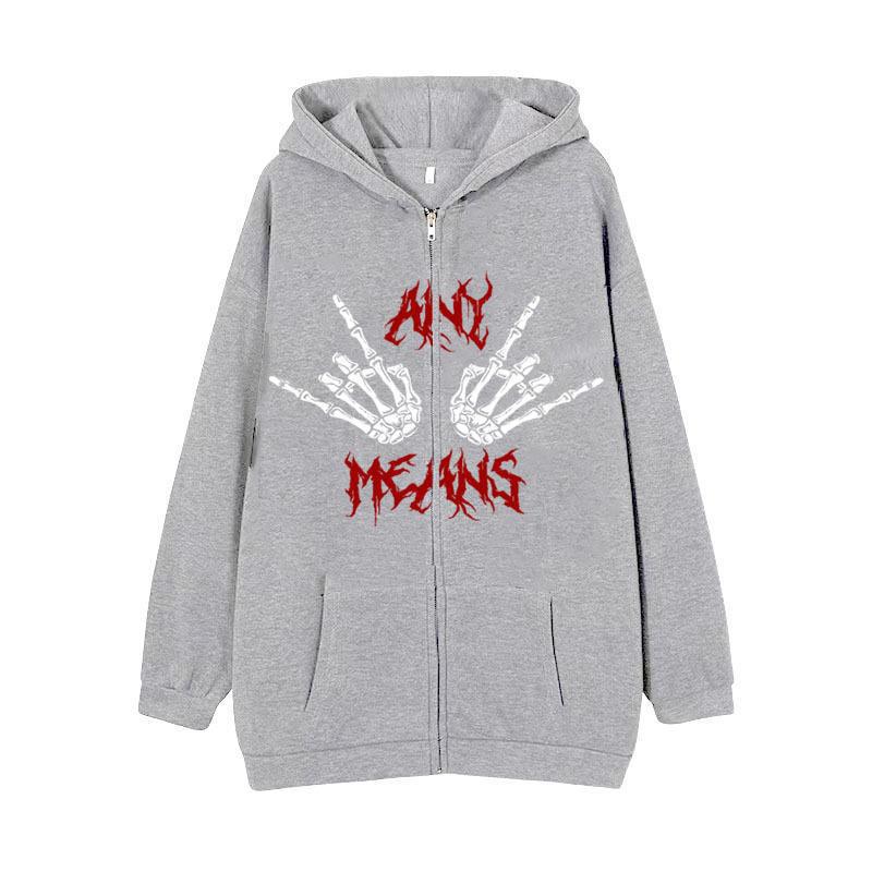 Damehoodie med unikt skeletdesign og praktiske kængurulommer Skovae