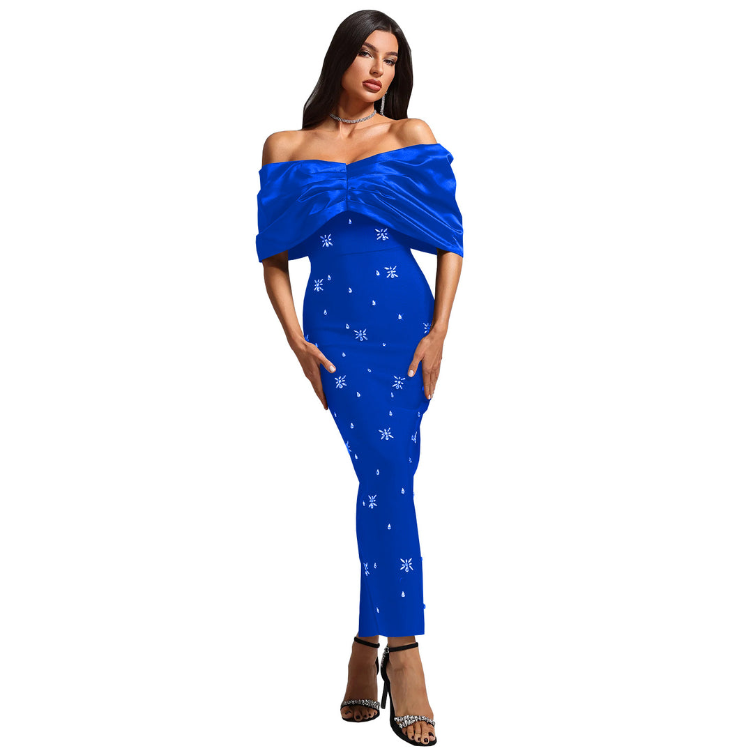 Dame Elegant Maxikjole med Off-Shoulder-design og glitrende dekorationer Stilla