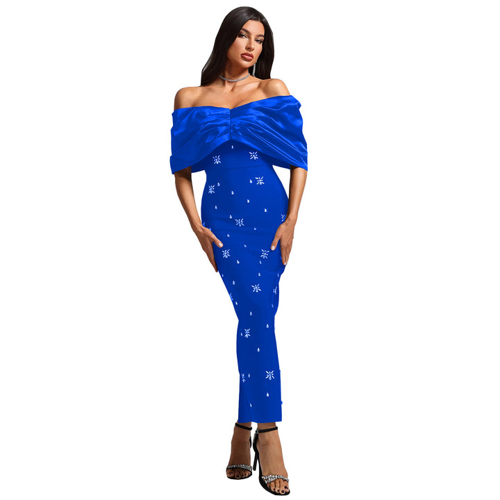 Dame Elegant Maxikjole med Off-Shoulder-design og glitrende dekorationer Stilla