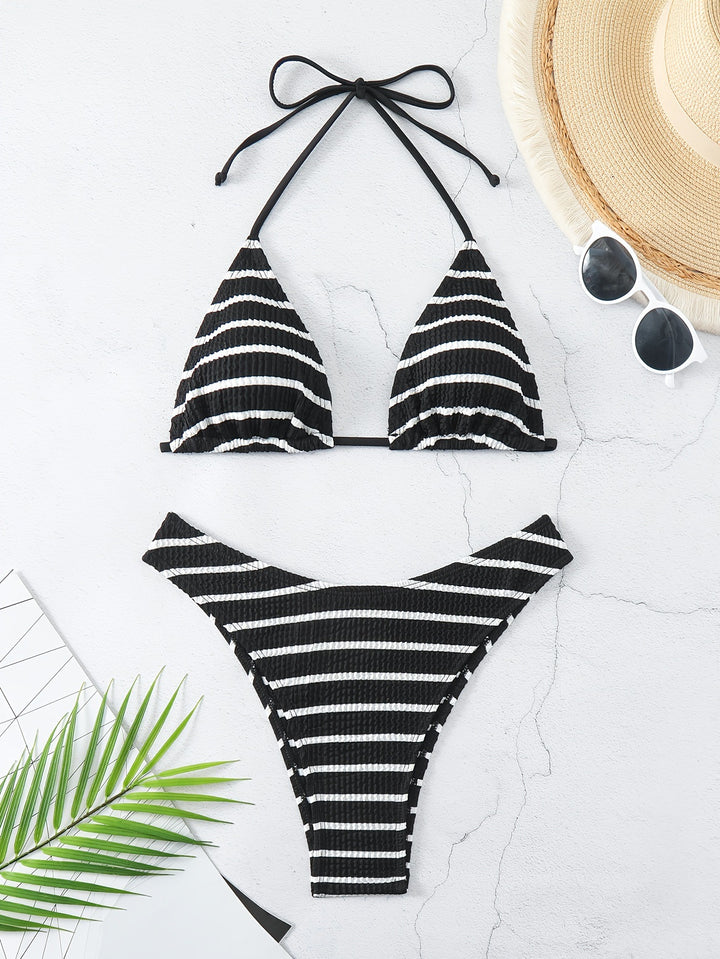 Dame triangel-bikini med raffinerede striber Skovae
