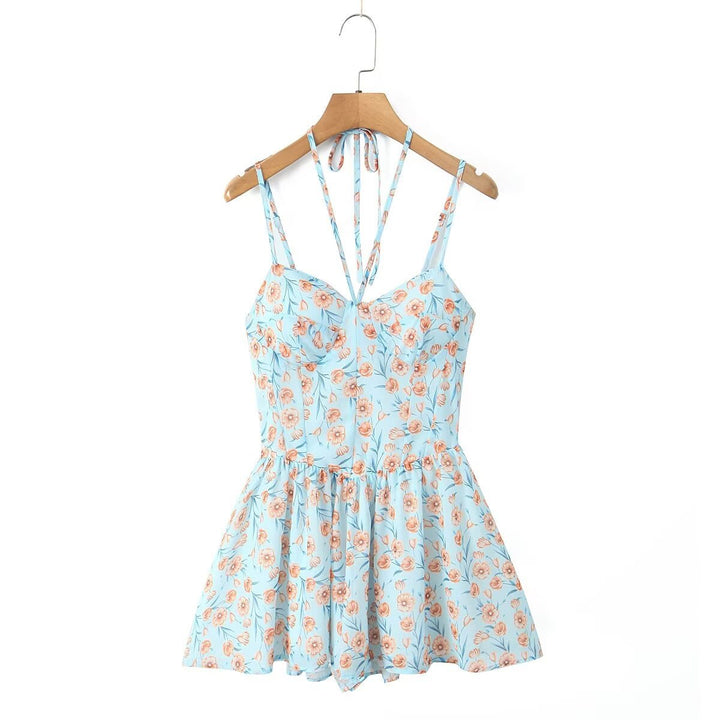 Dame Playsuit med blomsterprint og justerbare stropper Stilla