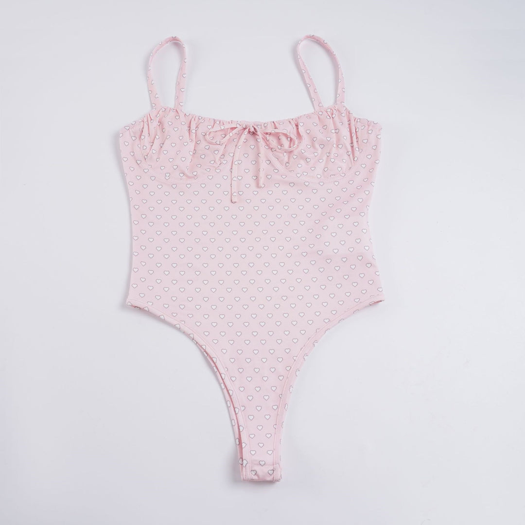 Dame one-piece badedragt med legende hjerte design og justerbare stropper Skovae