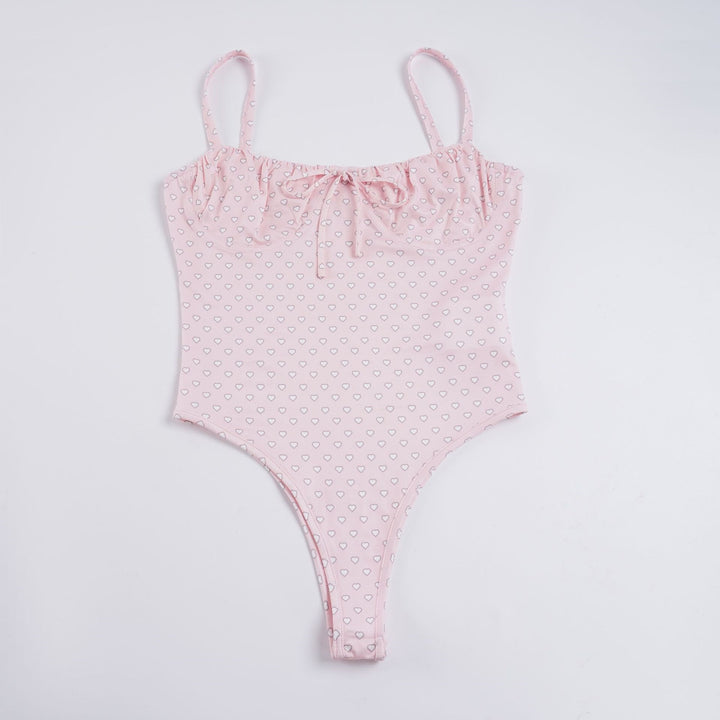 Dame one-piece badedragt med legende hjerte design og justerbare stropper Skovae