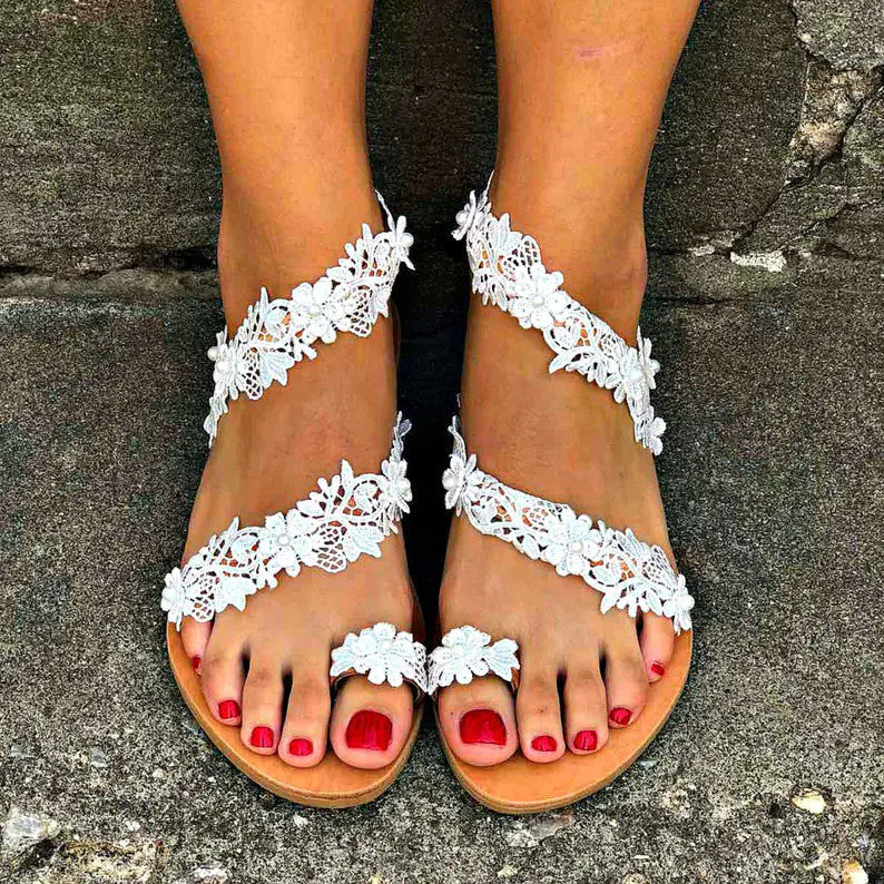 Dame toe separator sandaler med blomstret design og komfortabel sål Stilla