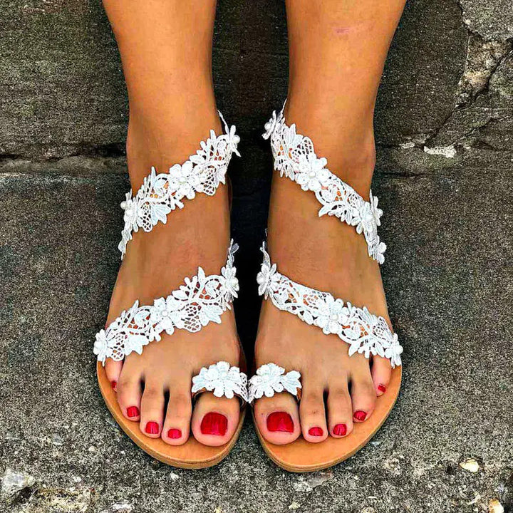 Dame toe separator sandaler med blomstret design og komfortabel sål Stilla