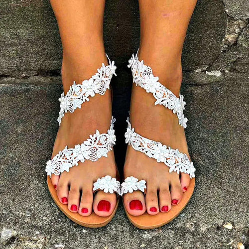 Dame toe separator sandaler med blomstret design og komfortabel sål Stilla