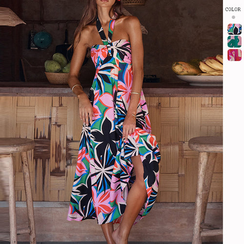 Damer maxi kjole med stropløs hel-round stræk neckline og blomsterprint Stilla