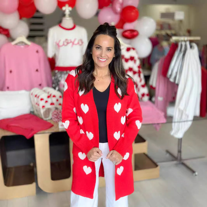 Kvinders cardigan med hjerteformet design og modstandsdygtig længde Stilla