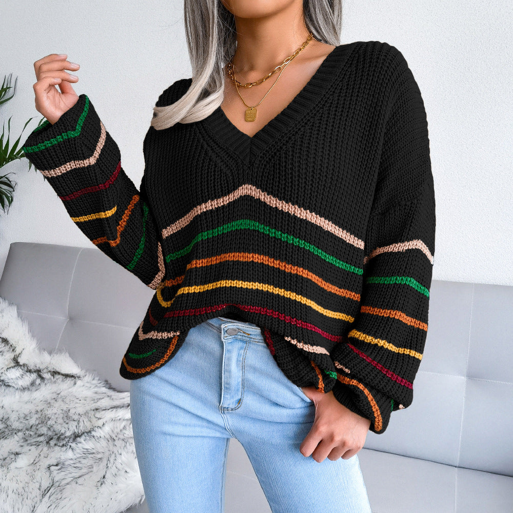 Stilla | Retro Stribet Strikpullover