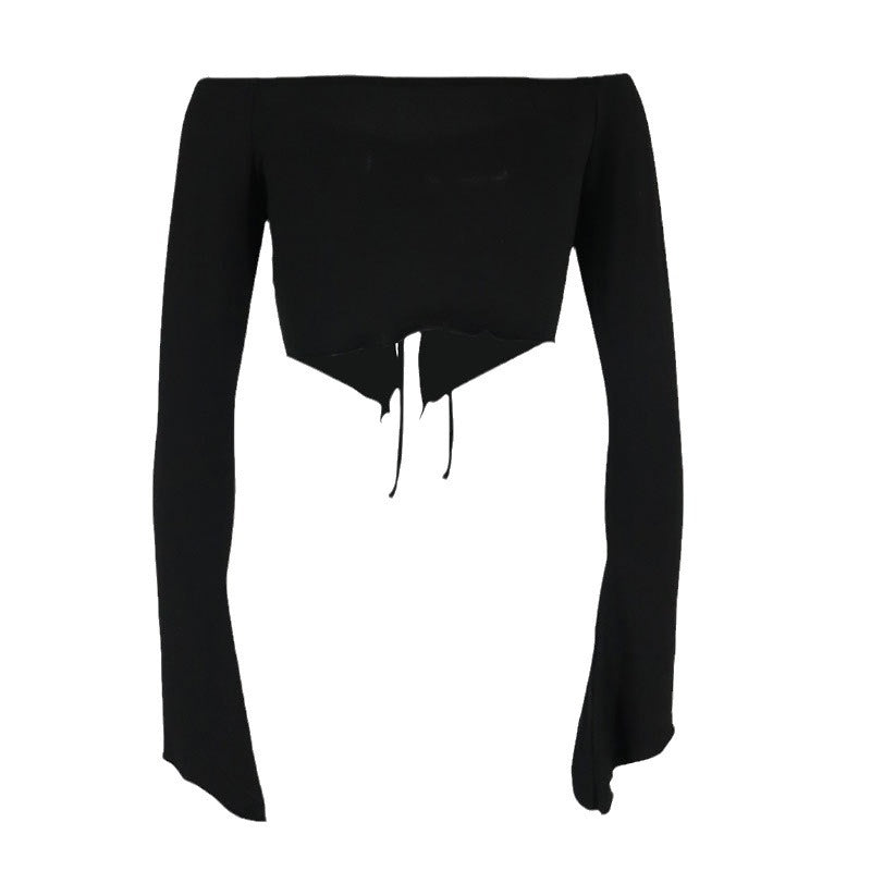 Dame Hætte Crop-top med vide ærmer og snøre Skovae