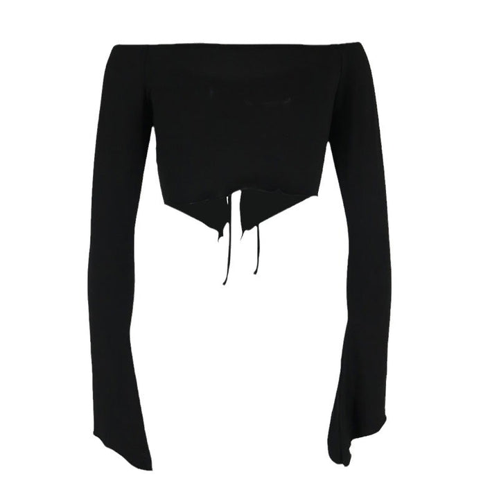 Dame Hætte Crop-top med vide ærmer og snøre Skovae