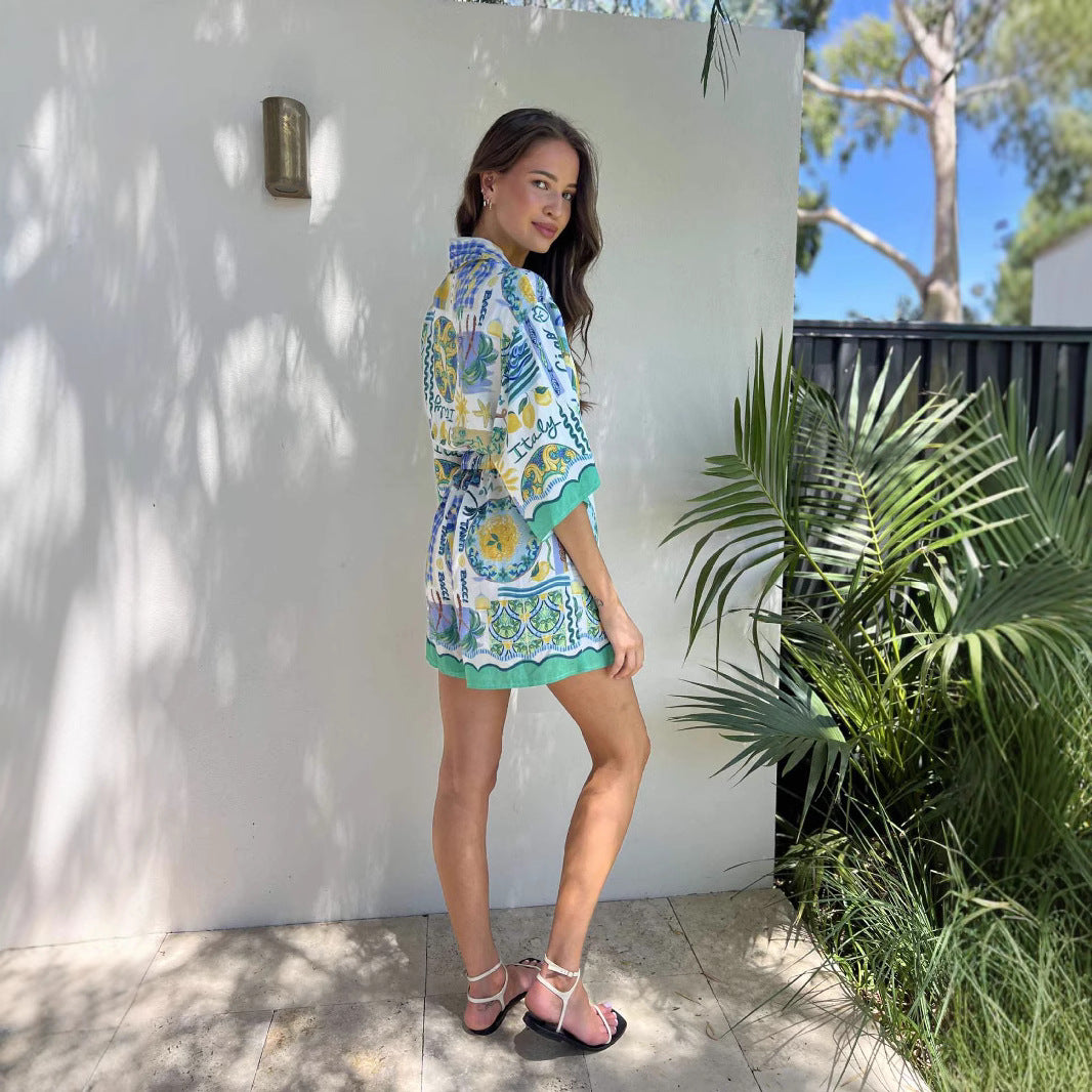Ladies beach dress with colorful pattern Skovae