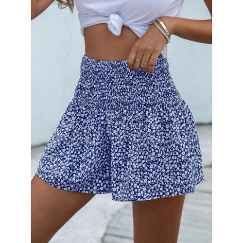 Dame shorts med elastisk taljebånd og blomsterdesign Skovae