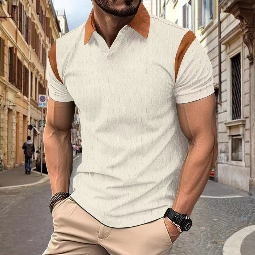 Herrer kortærmet poloshirt med elegant strukturelt design og fashionable kontrastelementer Stilla