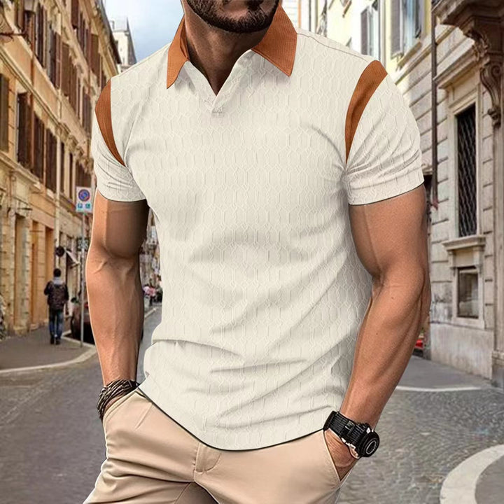 Herrer kortærmet poloshirt med elegant strukturelt design og fashionable kontrastelementer Stilla