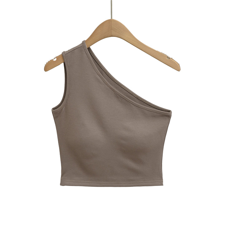 Dame Asymmetrisk Crop-Top i blødt strækmateriale med elegant design Stilla