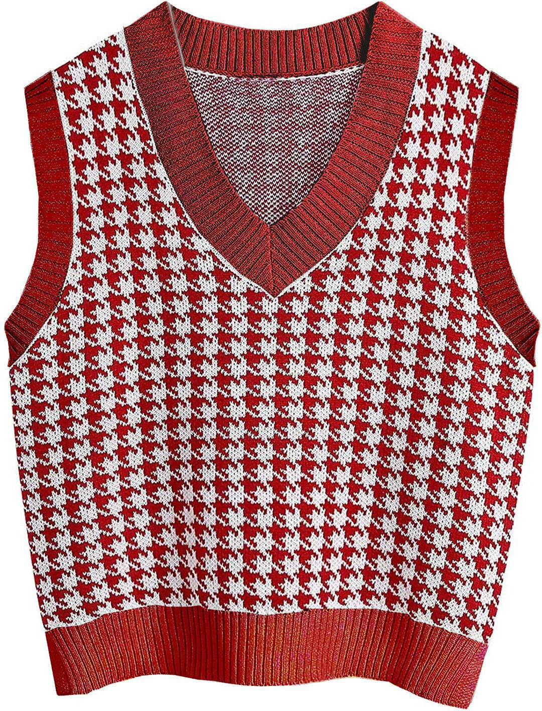 Damer elegant strikvest i moderne houndstooth-mønster Stilla