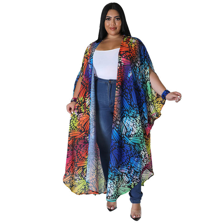 Dame farveintensiv kimono med luftig pasform Stilla