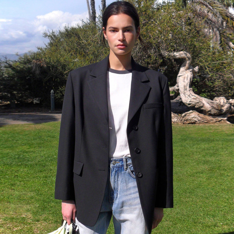 Dame Klassisk Oversize-Blazer med smal Silhuet Stilla