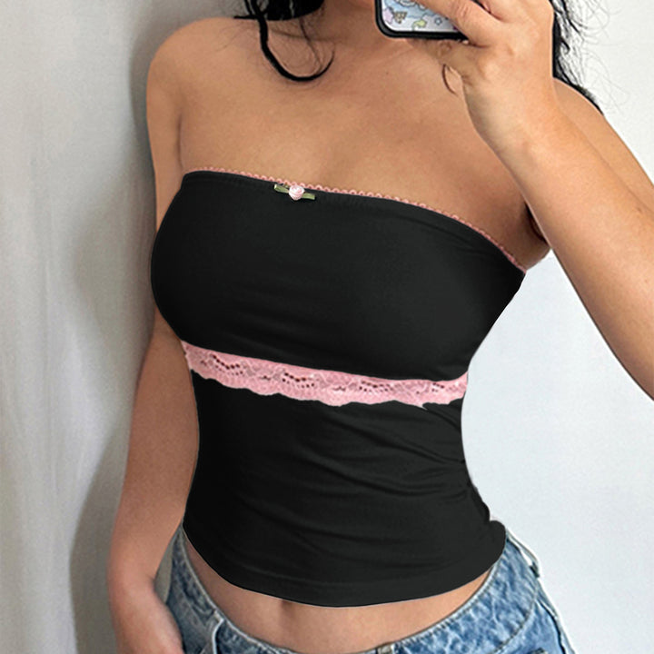 Dame Bustier-top med blonder og blomstret detalje Stilla