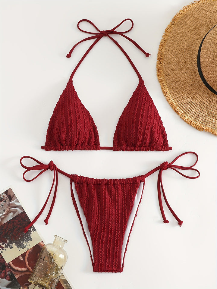 Dame Triangel-Bikini med raffinerede rynker Skovae